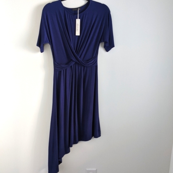 NWT levaca navy asymmetrical tee shirt dress S - Picture 1 of 12